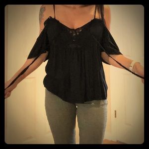 Boho tie front flowy top